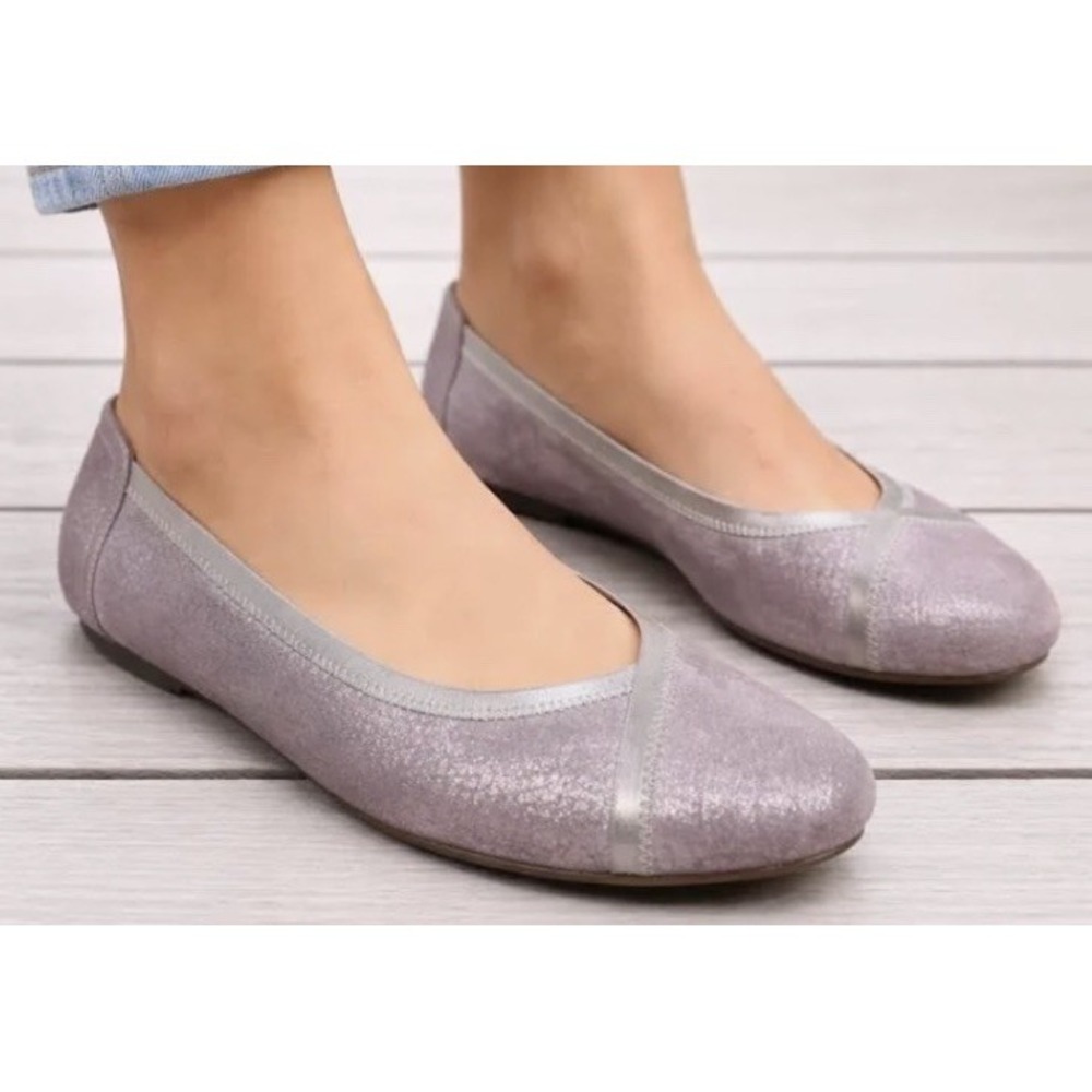 Vionic Spark Caroll Ballet Flats Lavender Lilac Snakeskin Metallic Size 6.5 New